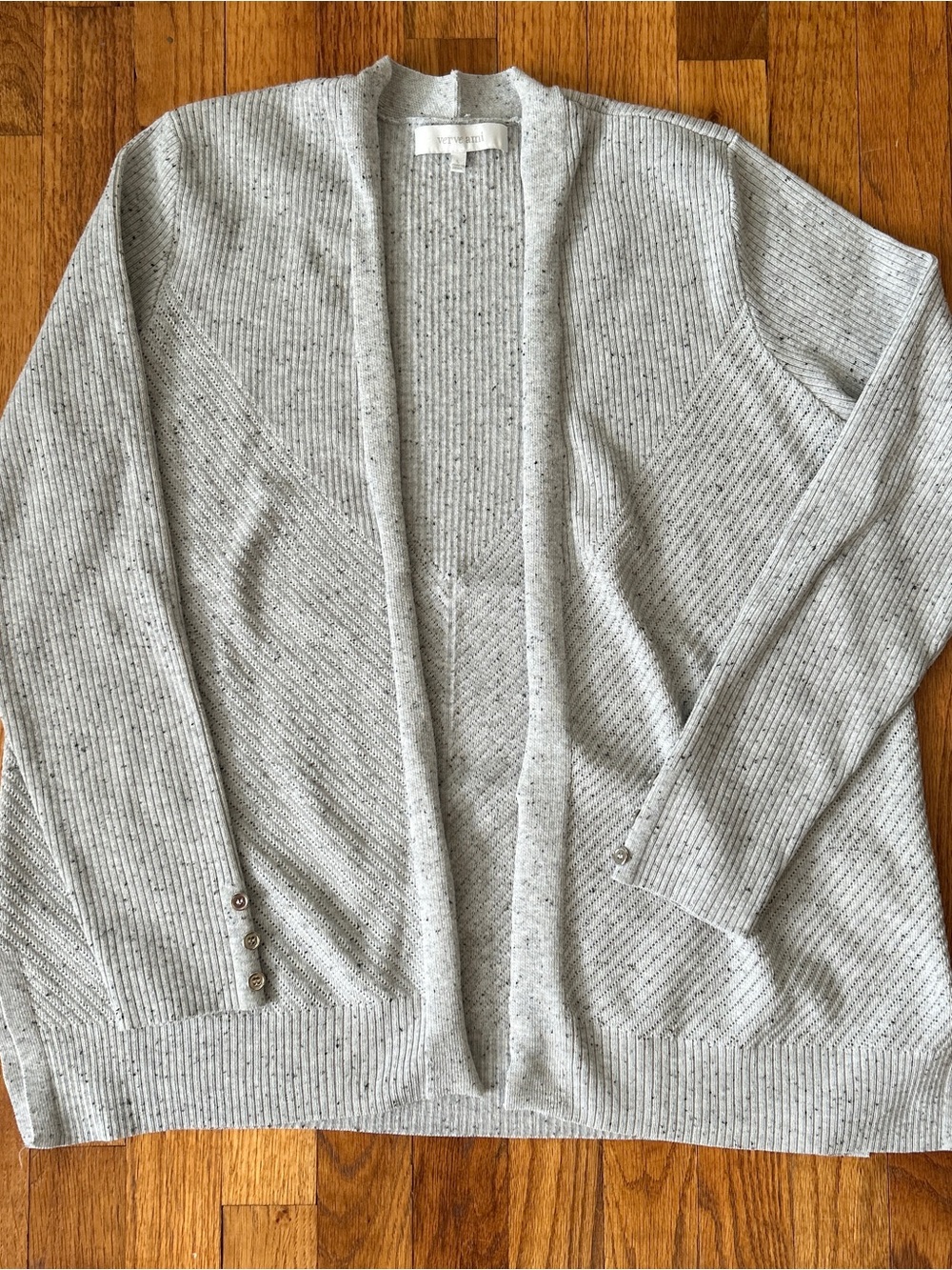Verve Ami Light Gray Open Front Ribbed Cardigan Size Large